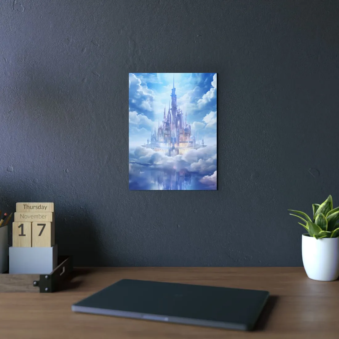 Celestial Fantasy Realm: Floating City in the Sky - Metal Poster