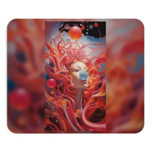 Woman Blowing Bubble Gum Mouse Pad