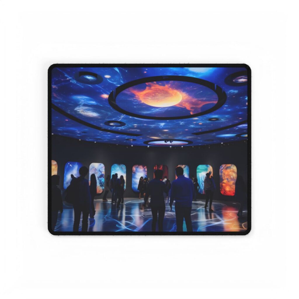 Celestial Starry Night: Planetary Artwork - Desk Mat