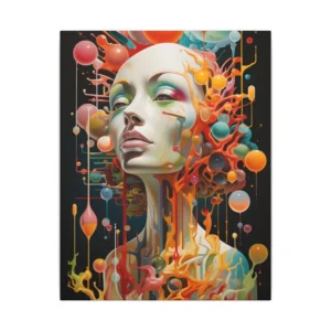 Surreal Woman Portrait with Spheres Canvas Print