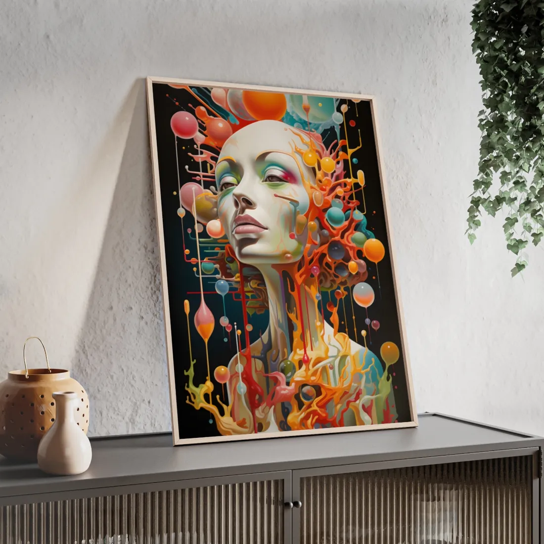 Celestial Wonder: Starry Night Sky with Comet - Framed Poster