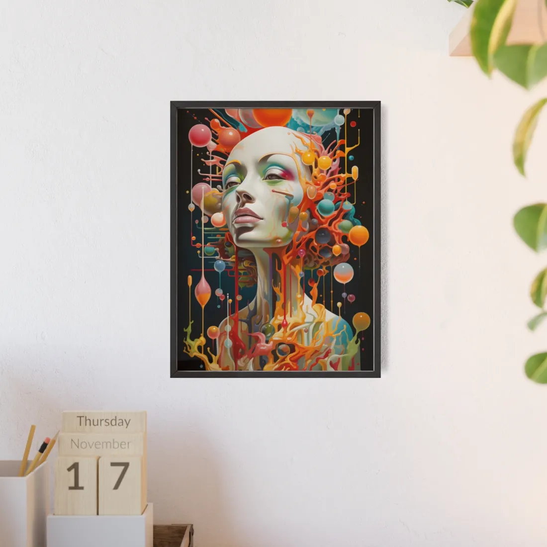 Celestial Wonder: Starry Night Sky with Comet - Framed Poster