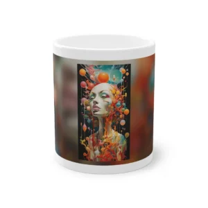Surreal Woman Portrait with Spheres Mug