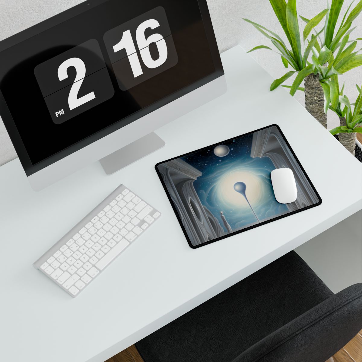 Celestial Wonders: A Cosmic Art Gallery Scene - Desk Mat