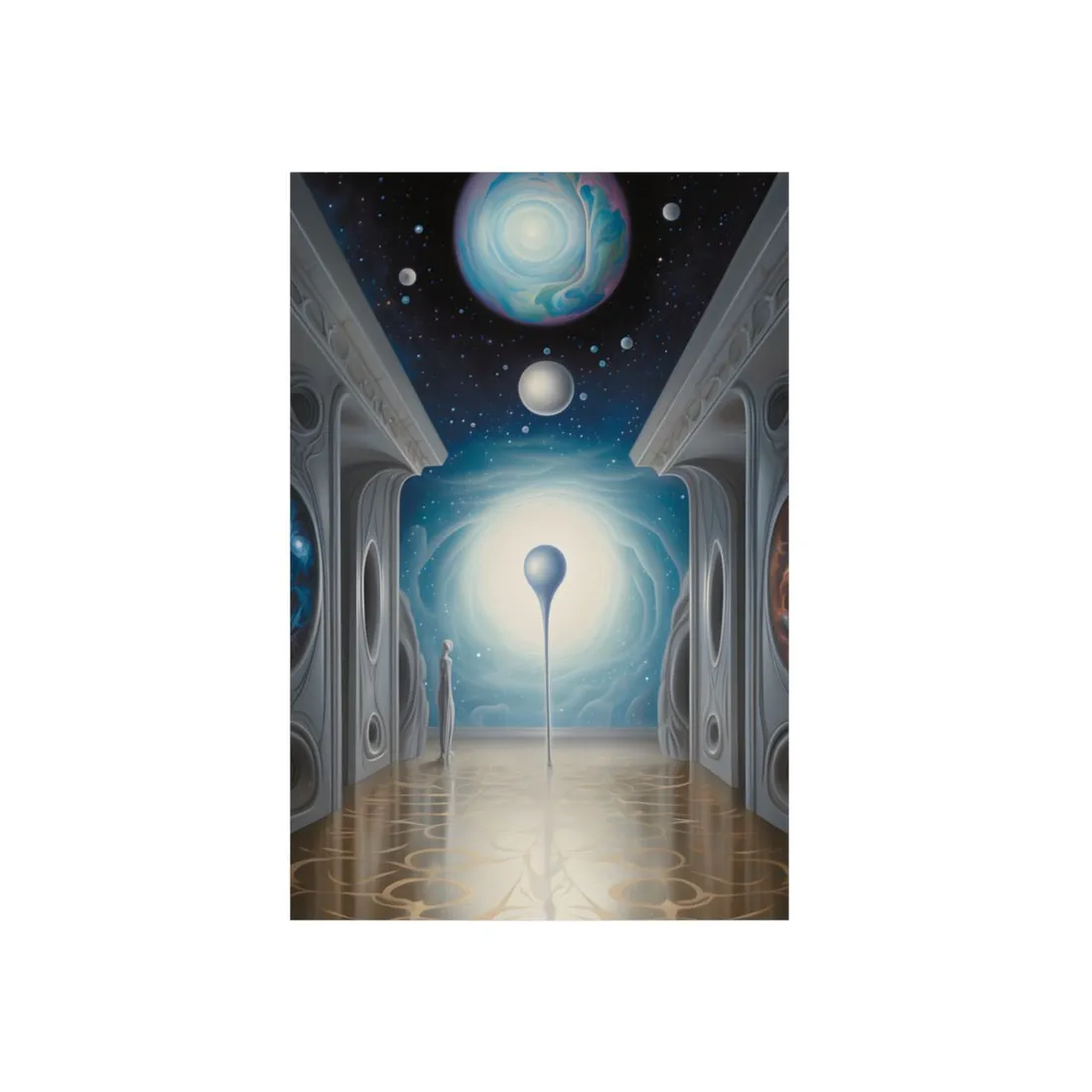 Celestial Wonders: A Cosmic Art Gallery Scene - Metal Poster