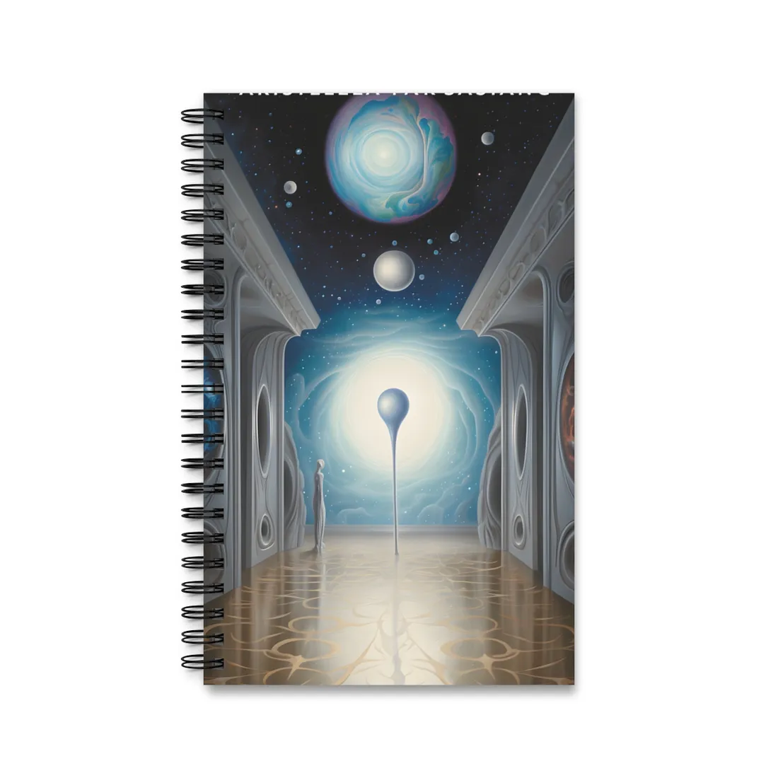 Celestial Wonders: A Cosmic Art Gallery Scene - Spiral Notebook