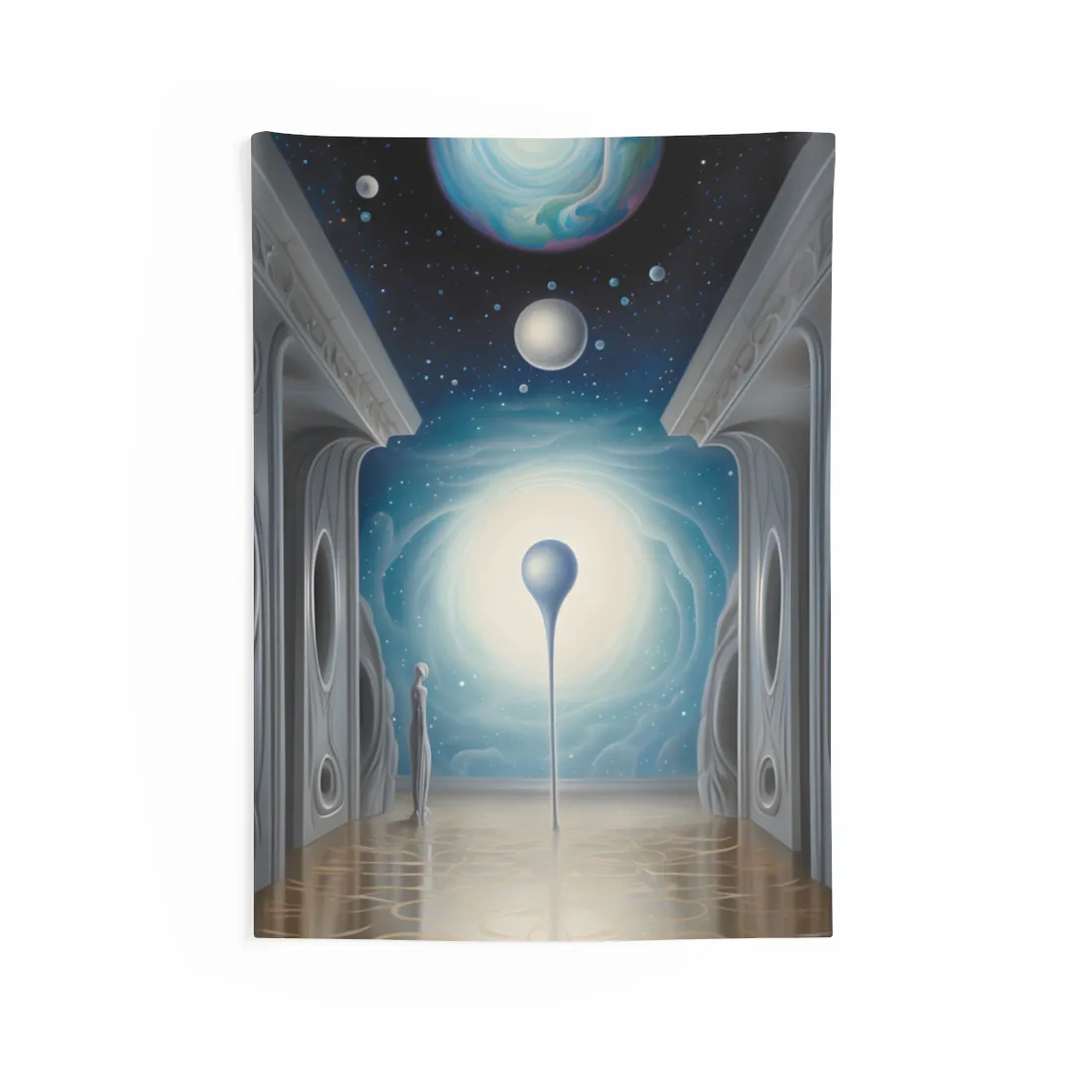 Celestial Wonders: A Cosmic Art Gallery Scene - Wall Tapestry