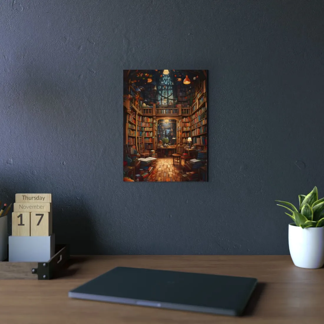 Charming Magical Bookshop: Cozy Book Lover's Paradise - Metal Poster