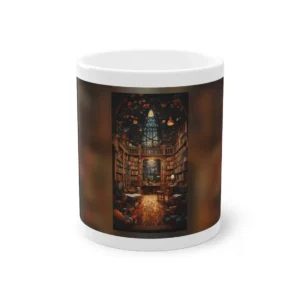 Cozy Library with Bookshelves Mug