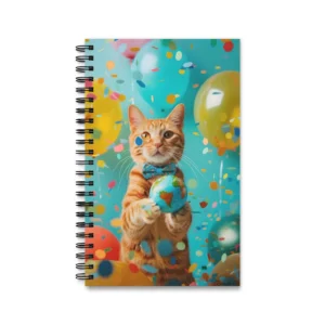 Orange Tabby Cat in Bow Tie: Playful Globe Portrait Spiral Notebook