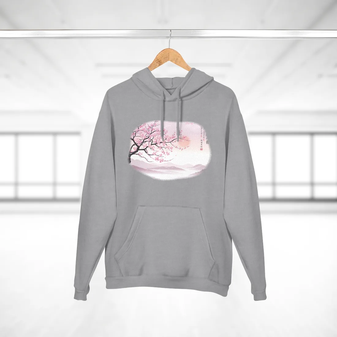 Cherry Blossom Beauty: Japanese Nature Art - Hoodie (Heather Grey)