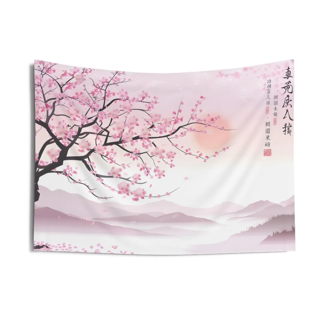 Cherry Blossom Beauty: Japanese Nature Art - Wall Tapestry