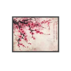 Pink Cherry Blossom Branch Framed Poster