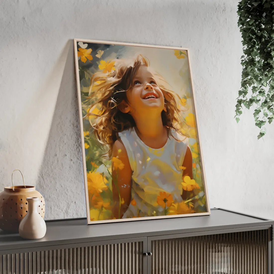 Childhood Innocence Portrait: A Candid Moment - Framed Poster