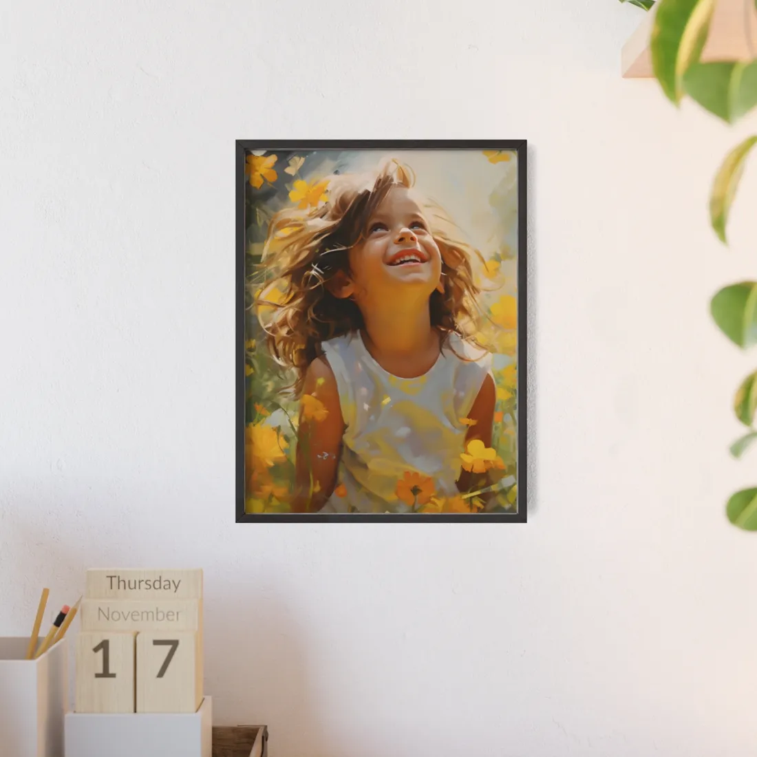 Childhood Innocence Portrait: A Candid Moment - Framed Poster