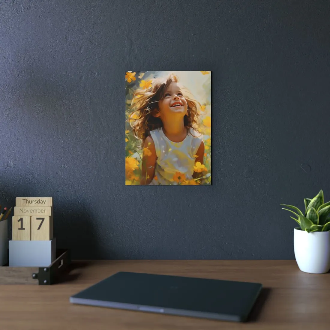 Childhood Innocence Portrait: A Candid Moment - Metal Poster