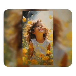 Laughing Girl in Flowers Mouse Pad