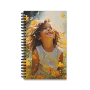Laughing Girl in Flowers Spiral Notebook