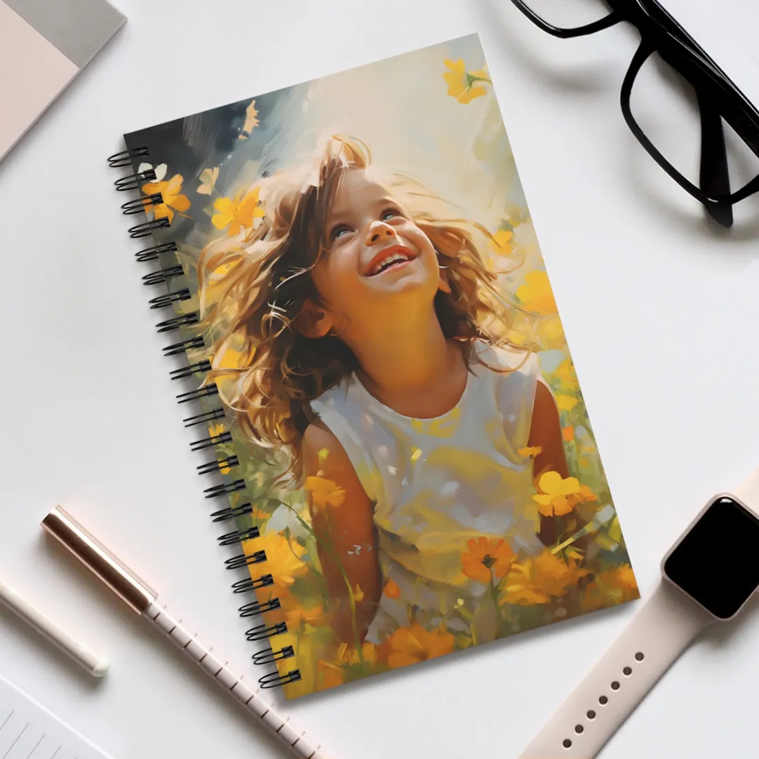 Childhood Innocence Portrait: A Candid Moment - Spiral Notebook
