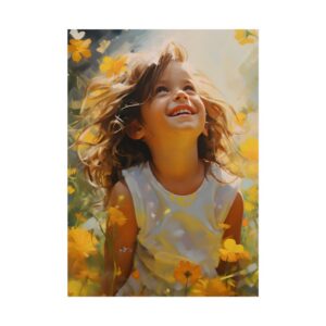 Laughing Girl in Flowers Poster