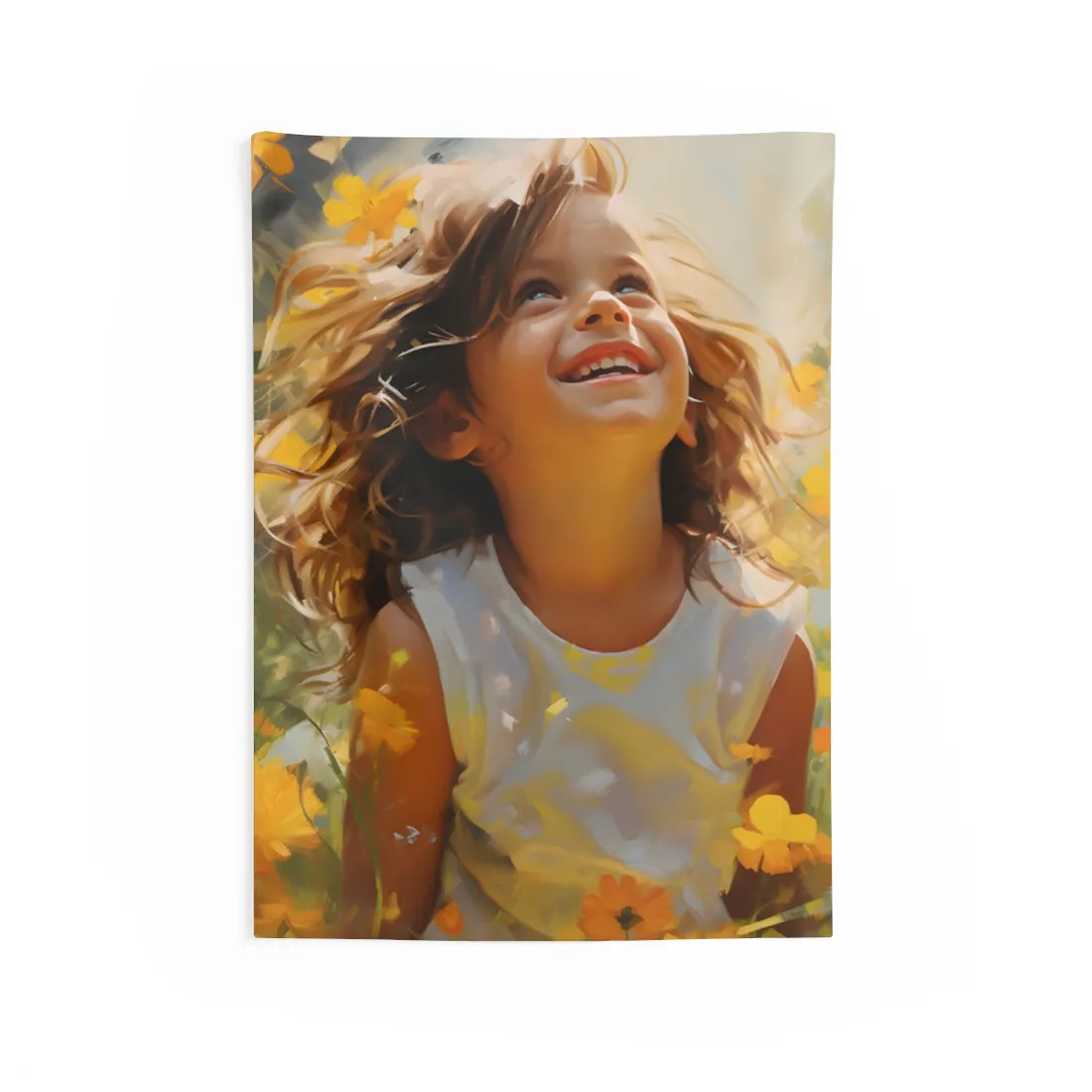 Childhood Innocence Portrait: A Candid Moment - Wall Tapestry