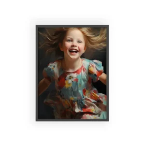 Laughing Girl in Floral Dress Framed Poster