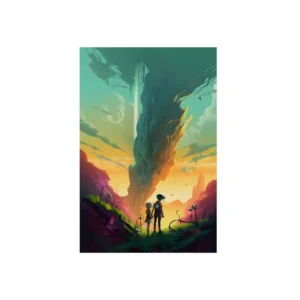 Two Children Facing a Rock Metal Poster