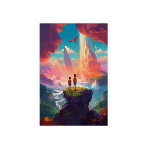 Two Children on a Cliff Metal Poster