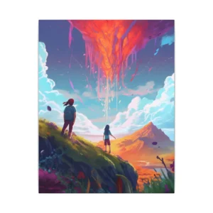 Figures Beneath Glowing Sky Canvas Print