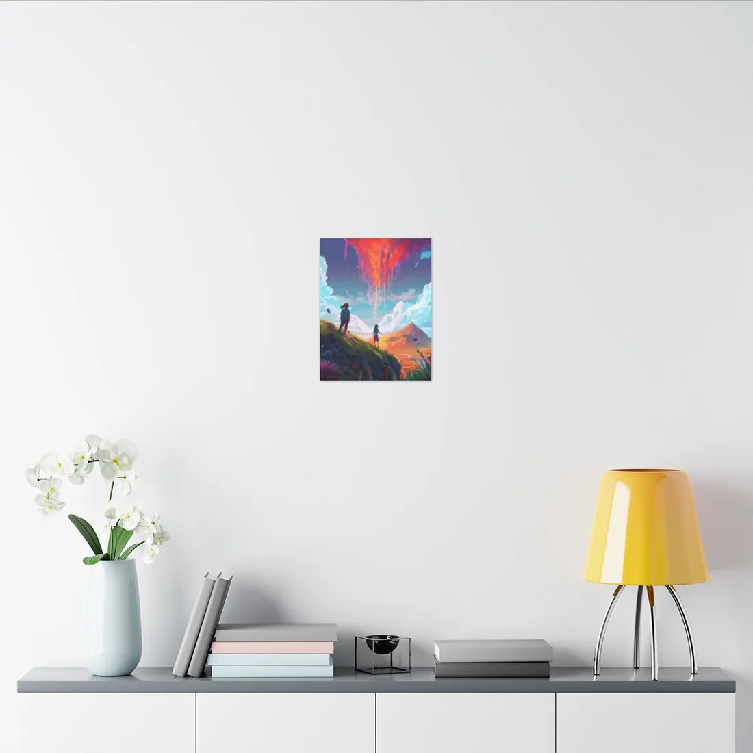 Children's Serene Moment: Meadow Under a Cloudy Sky - Canvas