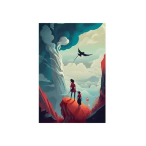Two Figures on a Cliff Metal Poster