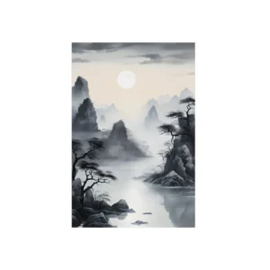 Misty Mountain River Metal Poster