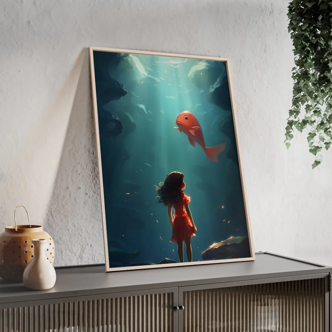 City Life on a Clamshell: Digital Artwork of Urban Technology - Framed Poster