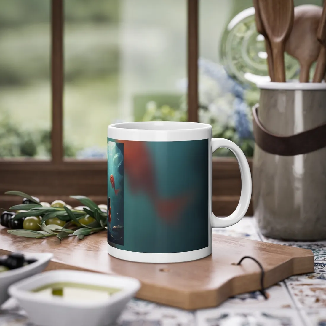 City Life on a Clamshell: Digital Artwork of Urban Technology - Mug