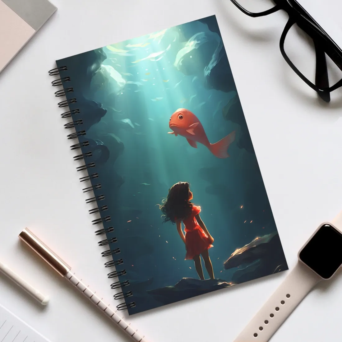 City Life on a Clamshell: Digital Artwork of Urban Technology - Spiral Notebook