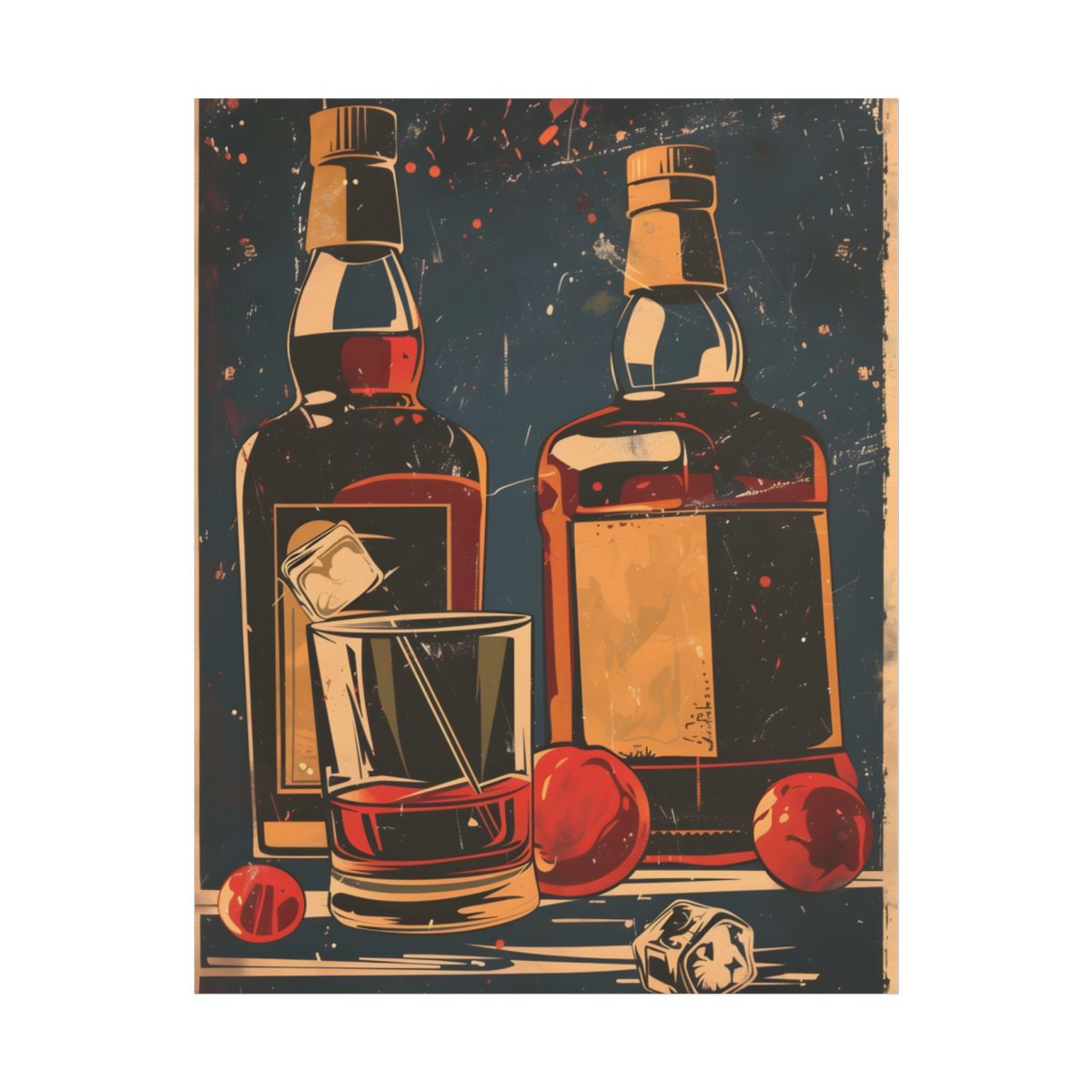 Classic Vintage Cocktail: Old-Fashioned Glass Artwork - Poster