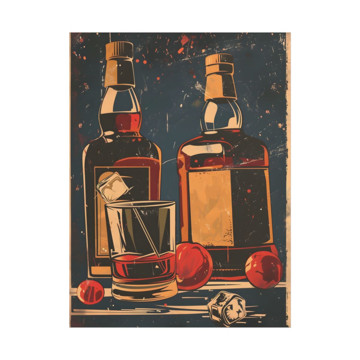 Classic Vintage Cocktail: Old-Fashioned Glass Artwork - Poster