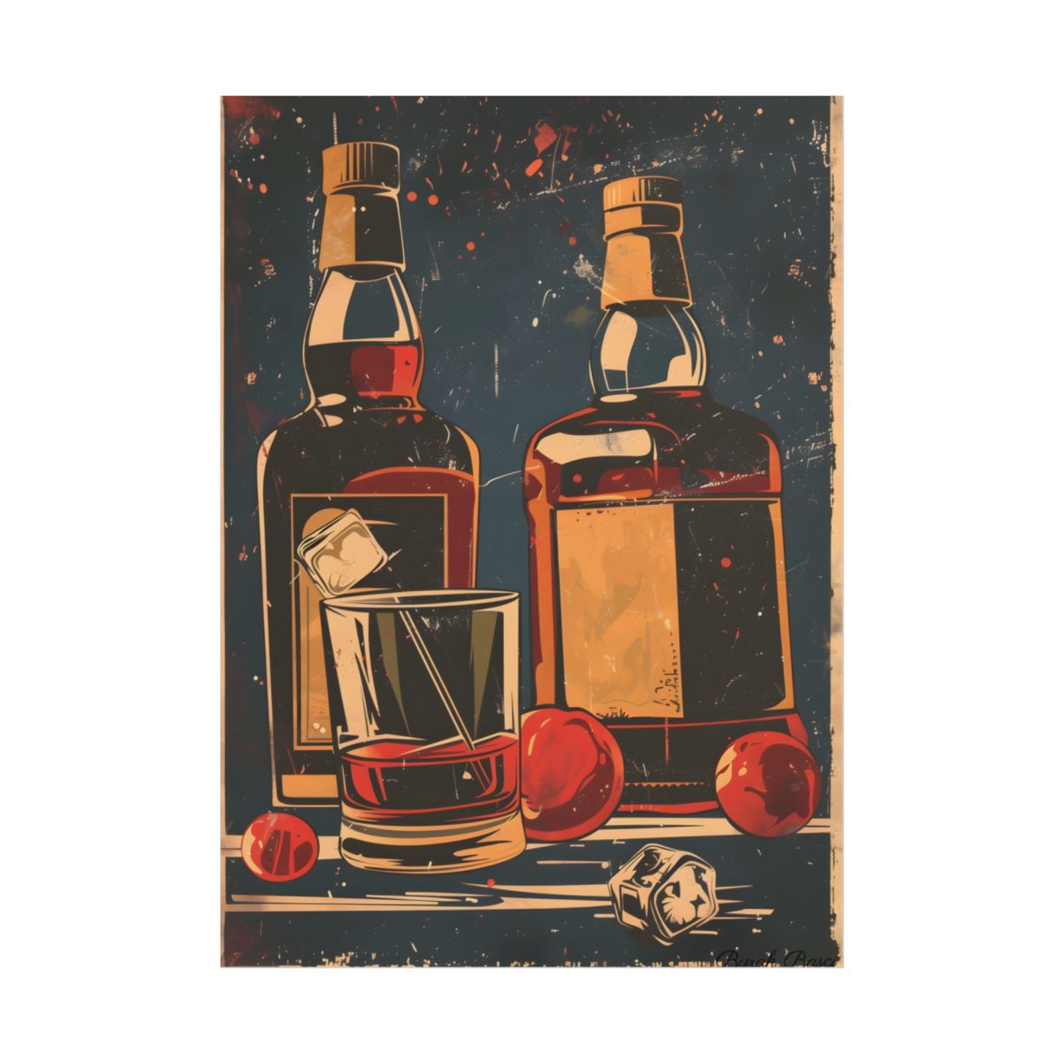 Classic Vintage Cocktail: Old-Fashioned Glass Artwork - Poster