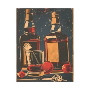 Whiskey Bottles and Glass Canvas Print
