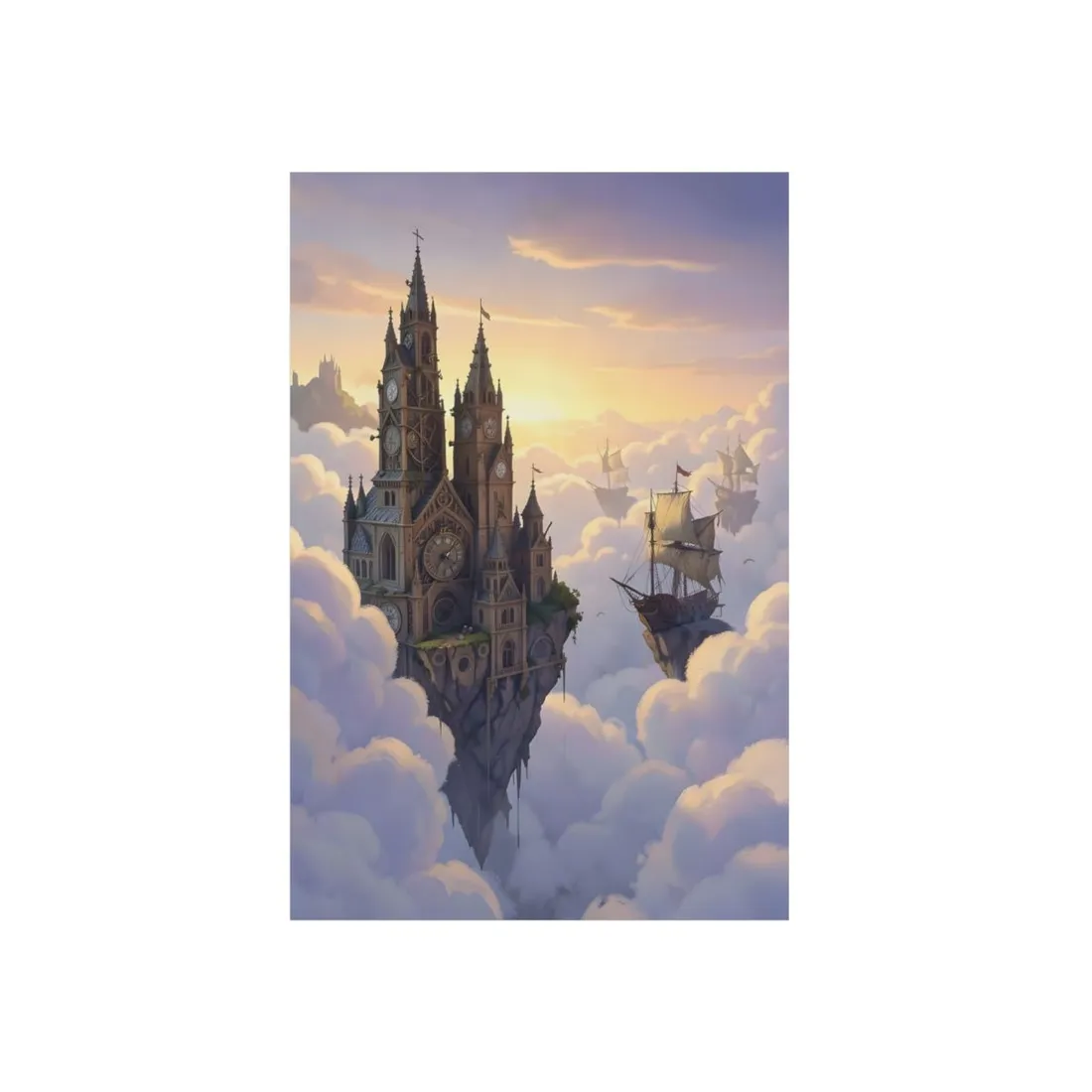 Clockwork Castles Above the Cloud Sea - Metal Poster