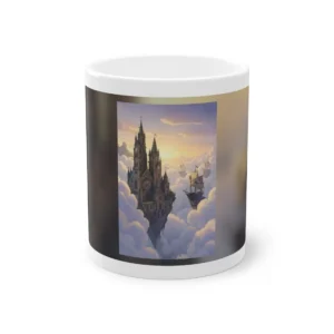 Floating Cathedral Island Above Clouds Mug