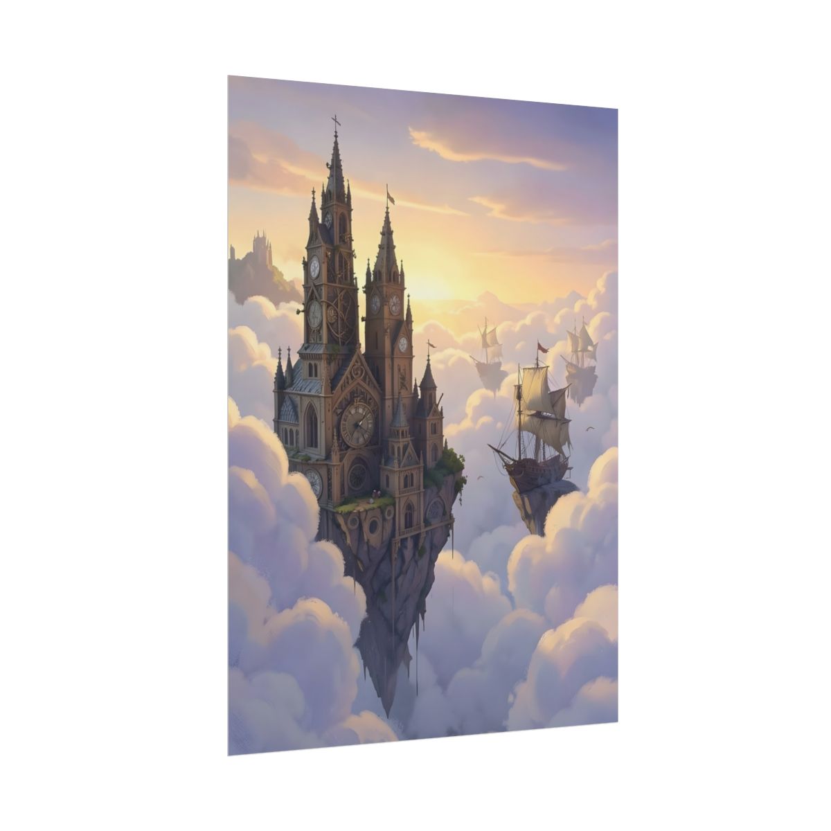 Clockwork Castles Above the Cloud Sea - Poster