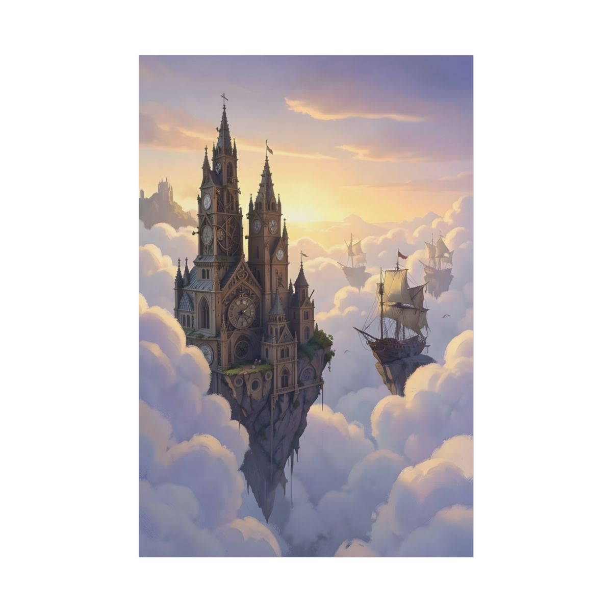 Clockwork Castles Above the Cloud Sea - Poster