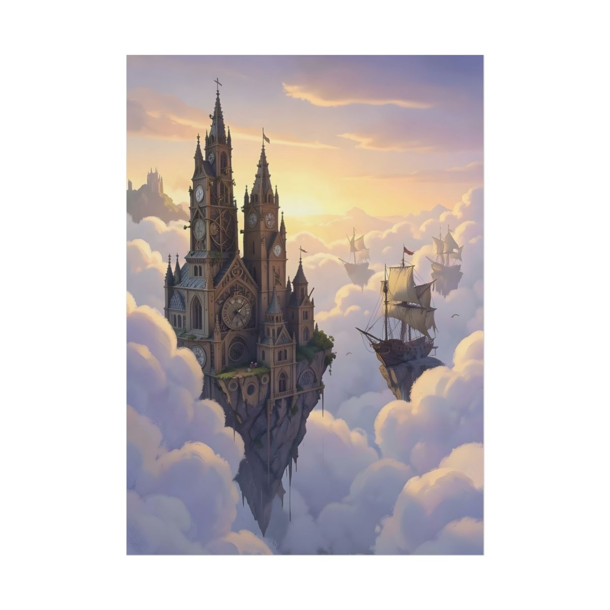 Clockwork Castles Above the Cloud Sea - Poster