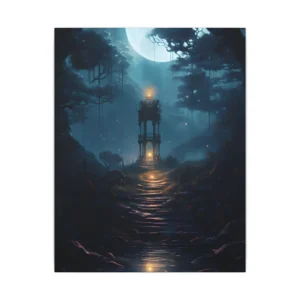 Moonlit Forest Stairway Canvas Print