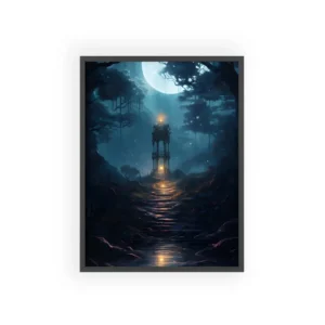 Moonlit Forest Stairway Framed Poster
