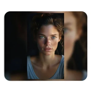 Woman with Curly Brown Hair Mouse Pad