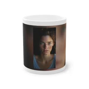 Woman with Curly Brown Hair Mug