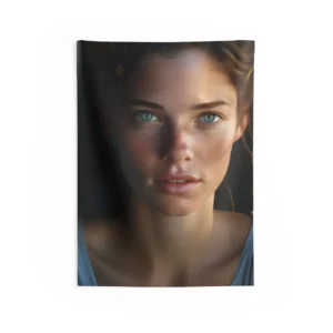 Woman with Curly Brown Hair Wall Tapestry