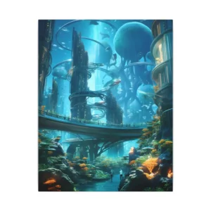Underwater City with Jellyfish Canvas Print